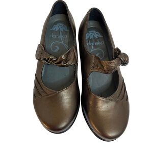 Dansko Ainsley Bronze/Brown Leather MaryJane Clog Sz 37